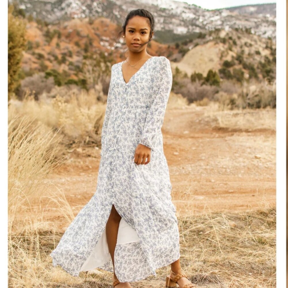 Sugar lips floral vintage blue maxi dress